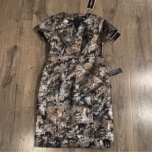 Elegant Black and Brown Midi Dress